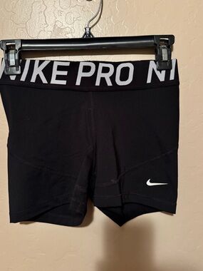 Nike Pro Black Women's Bike Shorts with White Logo